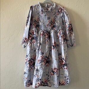 Floral Kids Dress in Blue and Pink